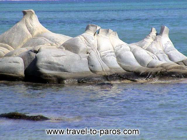 The rocks in the beach Kolybithres resemble with natural sculptures.  