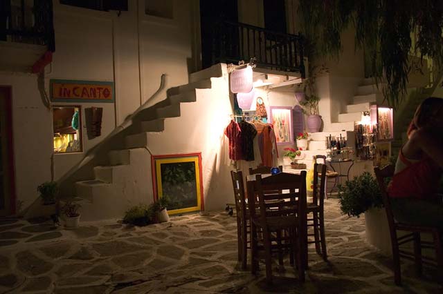 HANGING OUT IN NAOUSSA - Nightime, warm night drinking daquiris on this small alley with the little tables outside. Can't wait till next summer...